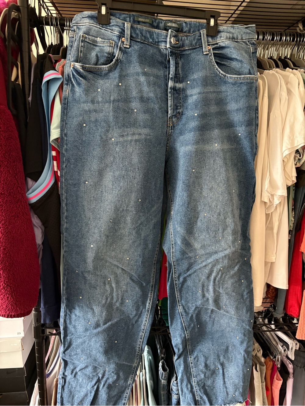 Women  Blue Denim Jeans with Stud Detail